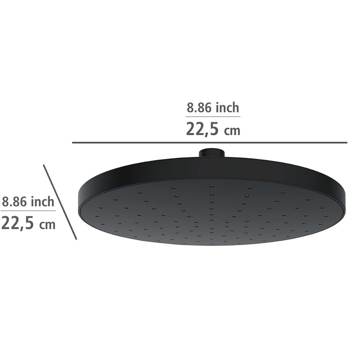 WENKO Rain Shower Head Automatic Cleaning - Anti-Limescale Universal Shower Head with Automatic Cleaning System, Plastic (ABS), 22.5 x 22.5 cm, Silver Glossy, 24000100 (Black)