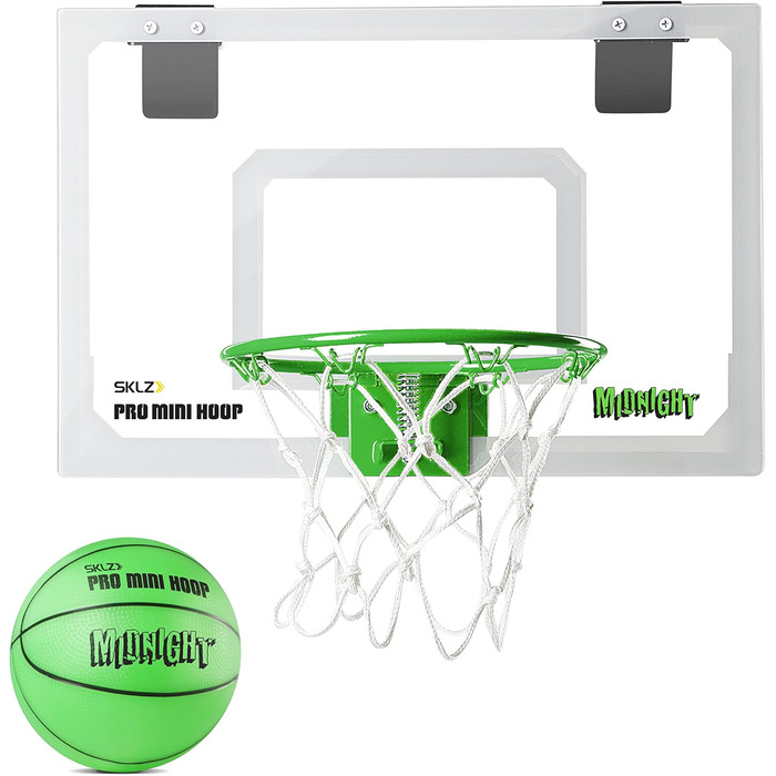 SKLZ Pro Mini кошик для баскетболу - ігровий кошик з м'ячем (одинарний, Midnight/світиться в темряві)
