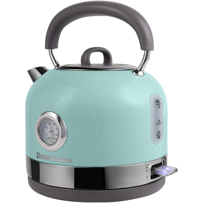 Електричний чайник Vintage Cuisine з термометром (м'ятний колір)