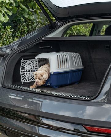 Транспортний бокс для собак Lionto, 55x36x36 см, з ручкою, для собак та котів, до 15 кг, синій