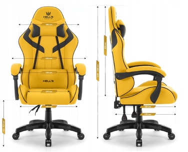 Ігрове офісне крісло Hell's Chair HC-1007 2.0 Yellow, обертове, екошкіра