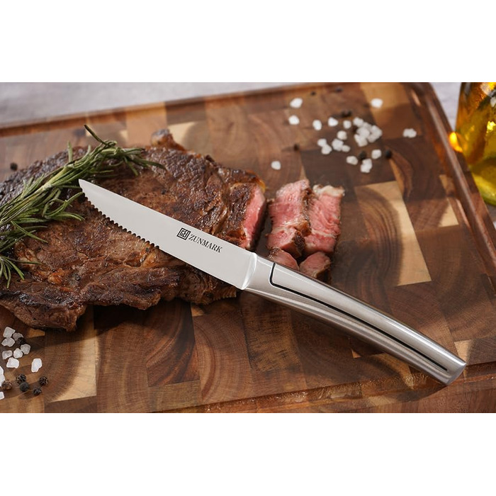 Набір ножів у блоці 13 предметів з нержавіючої сталі з ергономічними ручками, набір кухонних ножів для кухні, дерев'яний блок з шкіряним ремінцем (чорний та срібний)