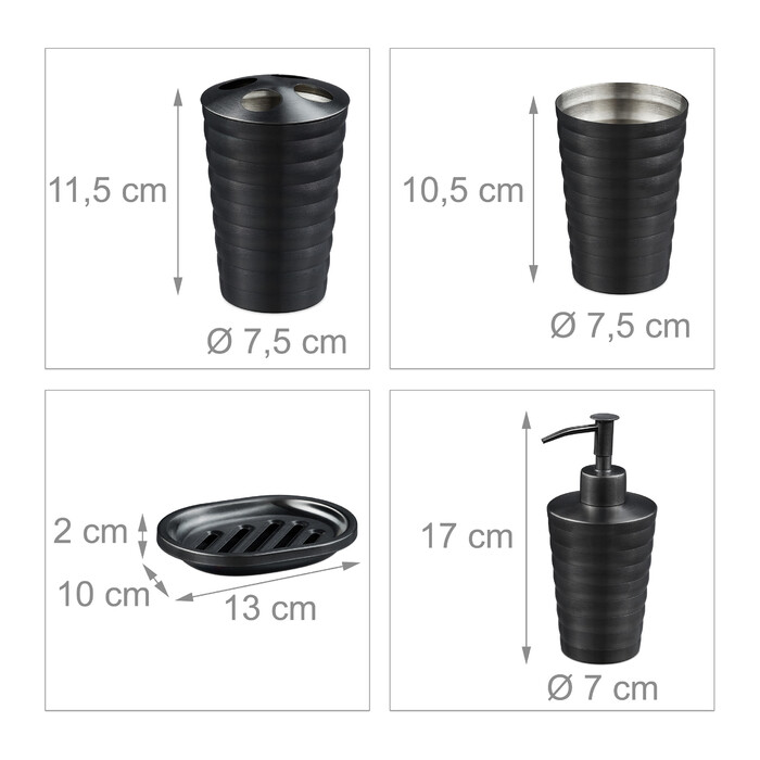 Relaxdays 4-Piece Bathroom Set Stainless Steel