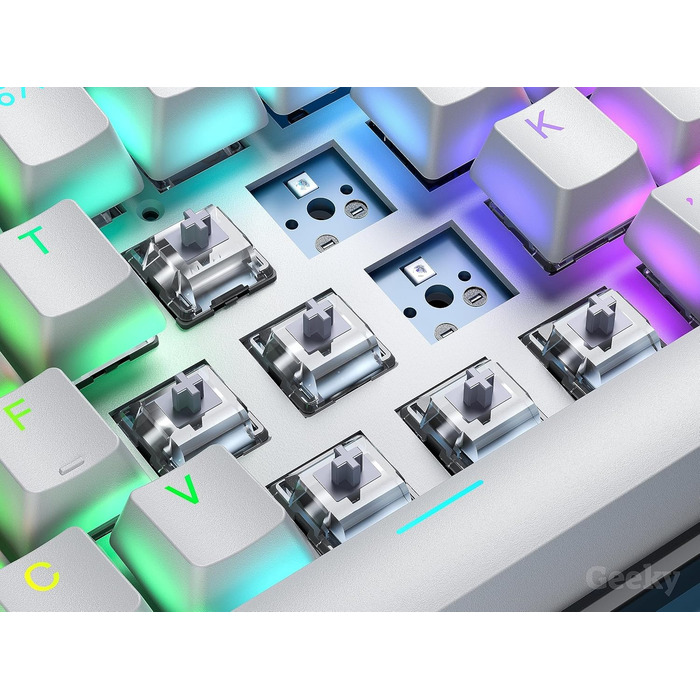 Geeky GK61: Механічна ігрова клавіатура 61% з RGB підсвічуванням | Hot-Swap | ANSI US | Speed Silver Switch (Чорний)