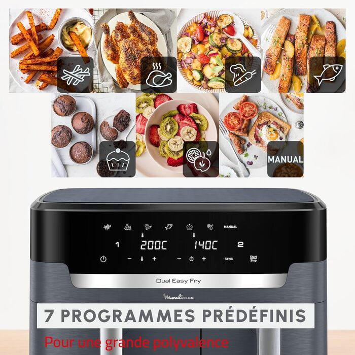 Фритюрниця Moulinex Dual Easy Fry XXL з двома кошиками, 11л, 7 програм, EZ942BF0