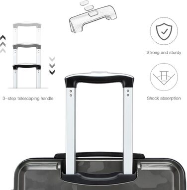 Чемодан-валіза KONO з ABS+PC: міцний, з TSA-замком та 4 колесами, 52 см, сірий/камуфляж