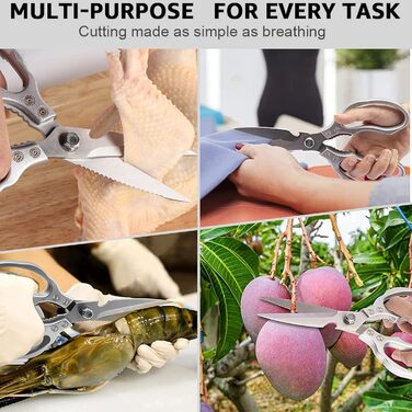 Ніж-ножиці кухонні з нержавіючої сталі, універсальні, з відкривачем для пляшок, для птиці, риби, м'яса, зелені, горіхів, миються в посудомийній машині, сріблясті