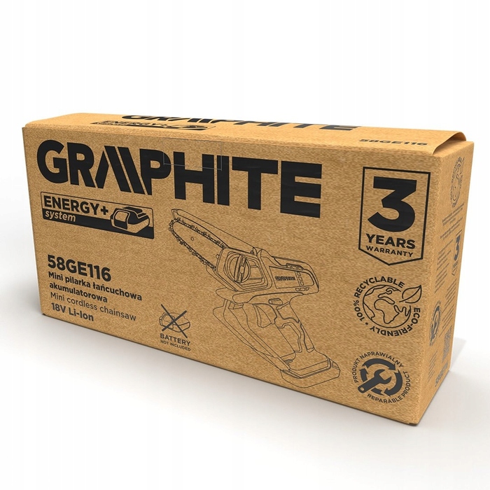 Акумуляторна міні-ланцюгова пила GRAPHITE 58GE116 Energy+ 18V Li-Ion