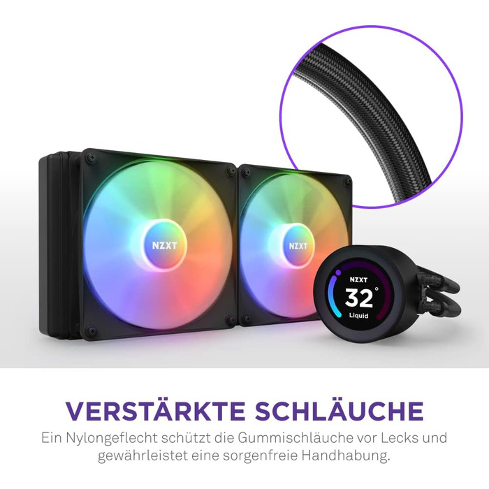 NZXT Kraken Elite RGB 2023 – 240мм рідинний кулер для ЦП з LCD-дисплеєм, білий, сумісний з Intel® та AMD®