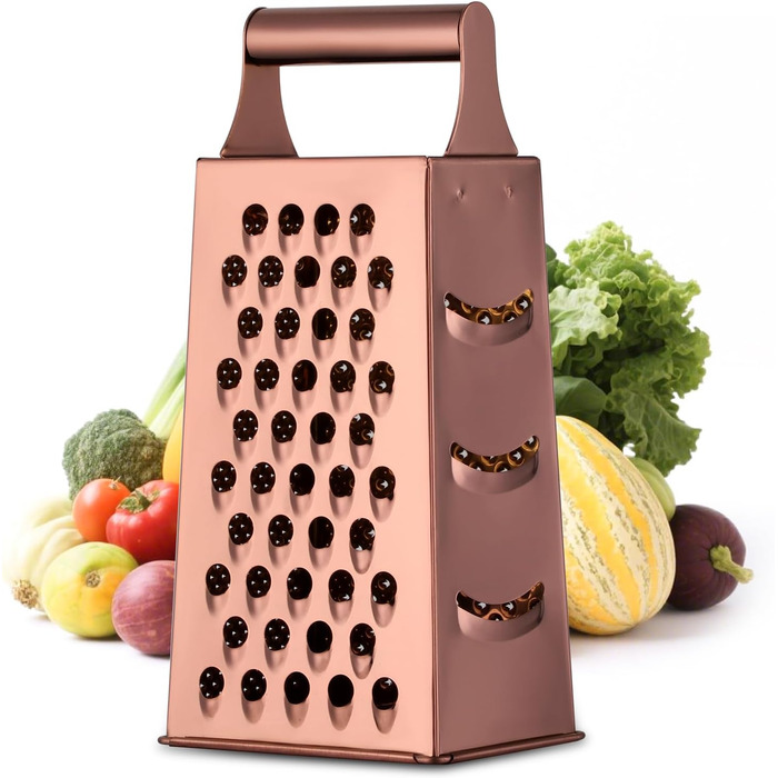 Нержавійна тертка YDware для овочів, квадратна, 23,7 см, рожеве золото