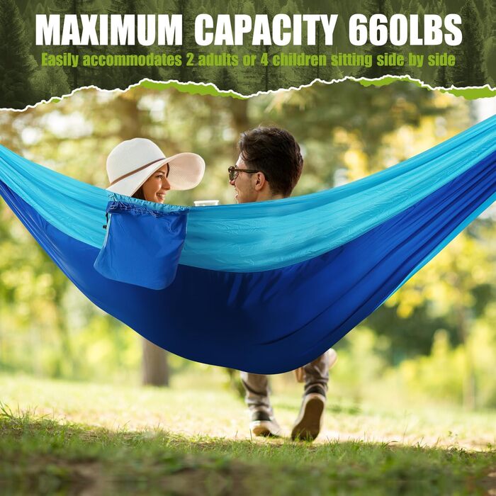 Легка гамак для відпочинку на природі | Гамак для кемпінгу та подорожей | Міцний нейлон, 270x140 см