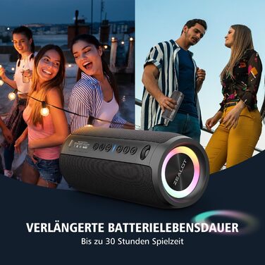 ZEALOT Bluetooth колонка з підсвіткою 40W, портативна водонепроникна (IPX6), AUX, USB, Micro SD, Bluetooth 5.2, Dual Pairing