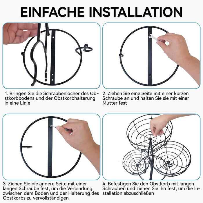 Багатоярусна підставка для фруктів Obst Etagere, чорна. 3 яруси, для кухні, вітальні, їдальні. Організація зберігання, економія місця.