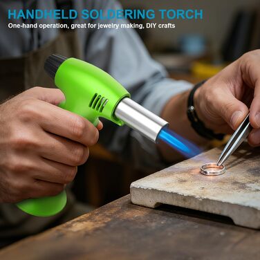 Кулінарний пальник для Крем-брюле, міні-пальник з регулюванням полум'я та захисним замком для десертів та BBQ, зелено-чорний (газ не входить)