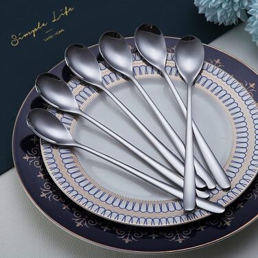 Набір ложок HOMQUEN (6 шт.) з нержавіючої сталі, чорного кольору. Ідеально підходять для кави, коктейлів, чаю та морозива. Преміум якість, довгий зручний ручка.