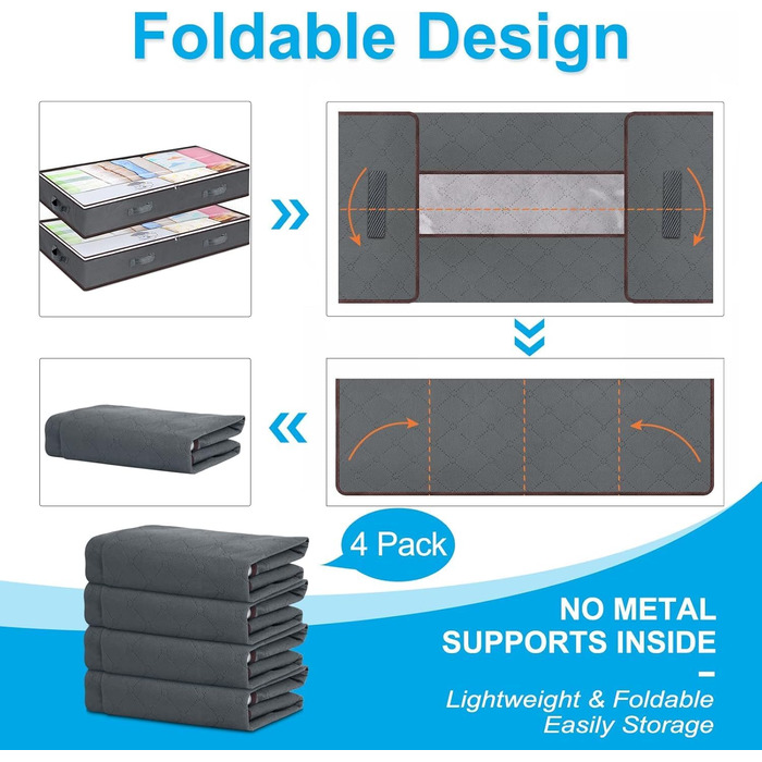 Комод-органайзер під ліжко Budding Joy 4 шт., 90 л, сірий (4 шт.)