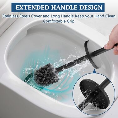 Набір для чищення унітазу GERUIKE з керамічним тримачем: щітка та тримач сірого матового кольору (чорний матовий метал)