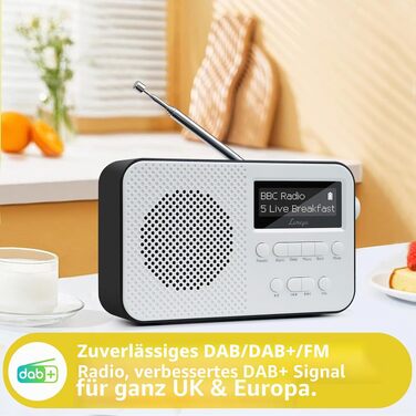 Портативний цифровий радіоприймач LEMEGA PR2-Max DAB+/FM з Bluetooth 5.3, живлення від батарейок AA, чорний