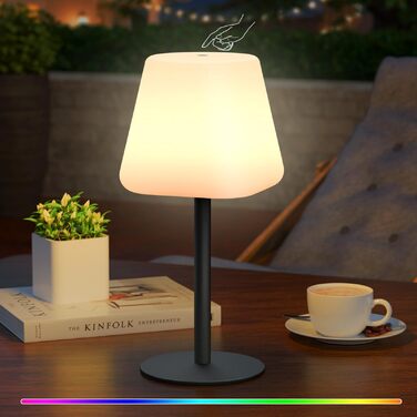 MALUX LED Акумуляторна Настільна Лампа, Бездротова, 8 Кольорів, IP44 Водонепроникна, для Дому, Саду, Готелю, Балкону, Кегль