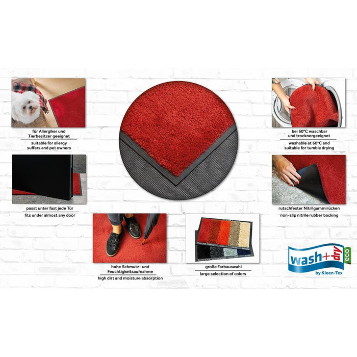 Килимок для підлоги Wash+Dry Raven Black, поліамід, чорний, 35x120 см