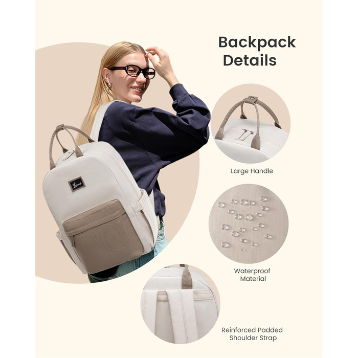 LOVEVOOK Рюкзак для жінок, шкільний рюкзак для ноутбука, 15.6 дюймів, для підлітків, дівчаток, універсальний, міський, водонепроникний, для школи, університету, подорожей (Сіро-блакитний)