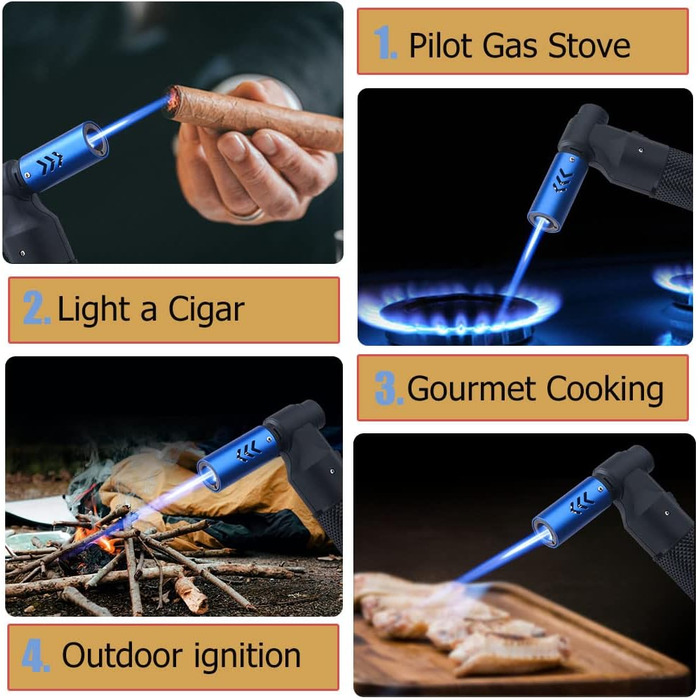 Лампа-пальник Promise з регульованим полум'ям Jet Flame, наповнювана бутаном, для свічок, приготування їжі, гриля, зварювання, полювання (чорна)