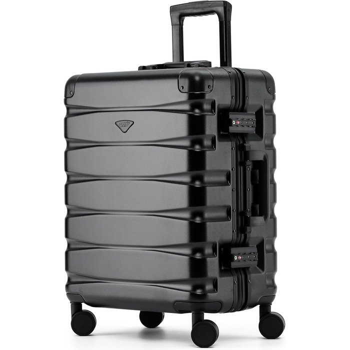 Чемодан Flight Knight Premium: Алюмінієвий каркас, ABS корпус, 8 коліс, 56x45x25см, Чорний