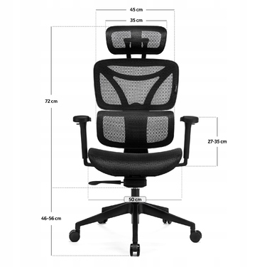 Ергономічне крісло Control Series, чорне LV0654 - Levano System