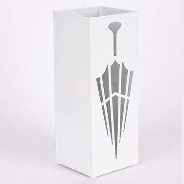 Металева підставка для парасоль та тростей Shakub, 2 слоти, дизайн з вирізами, 25x25x50 см, білий колір