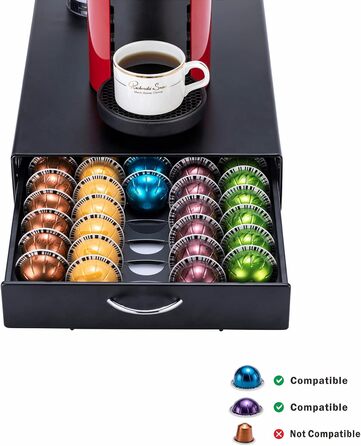 Тримач для капсул Vertuo Rice rat для Nespresso Vertuo, 50 капсул, чорний, скляний каркас чорного кольору
