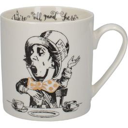 V&A C000049 Alice in Wonderland Mug in Gift Box, Mad Hatter Design, Fine Porcelain, White, 350 ml
