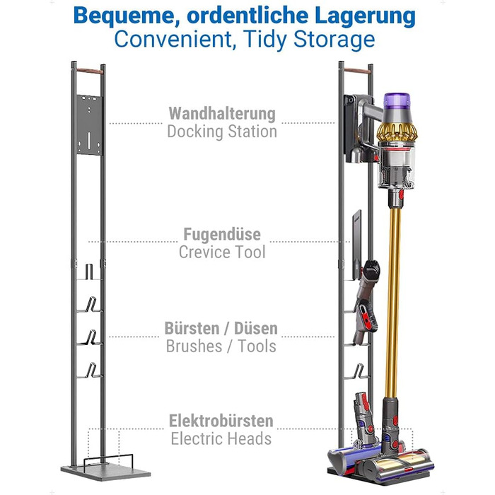 Підставка для пилососа Ecooe, самостійна, для Dyson V15s, V15, V12, V11, V10, V8, V7, V6, Outsize, сіра, преміум-версія