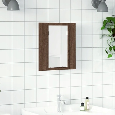 Шафа у ванну кімнату з дзеркалом та LED-підсвіткою, 40x12x45 см, колір 