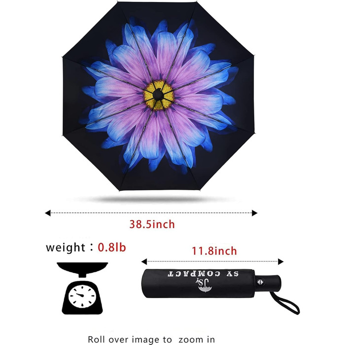 Компактна дорожня парасолька SY Winddicht: автоматична, легка, незламна. (B-Lila Blumen)