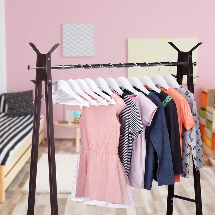 Relaxdays 40 x Children's Clothes Hangers, Wood, 360° Swivel Hook, Wooden Clothes Hangers for Kids, WxH: 18 x 30.5 cm, Clothes Hanger Set, white