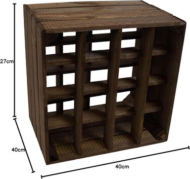Wine Rack 16-Bottle Dark Finish, Dimensions 40x40x27cm, Shelf Box, Bottle Storage, Wine Rack, Crate/Wine Crate (Set of 3 Wine Racks 16-Bottle Dark Finish)