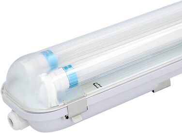 HOFTRONIC LED Damp-Proof Light 150cm Cold White 60W 10500lm Flicker-Free Linkable T8 Workshop Lamp IP65 Waterproof Basin Light Double for Garage, Cellar, Office (140lm/W, 3000K)