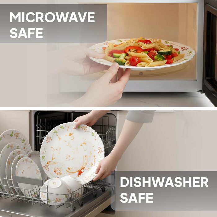 Cello Opalware Dazzle Серія Secret Garden: Набір посуду на 35 позицій | Столовий сервіс з опалу | Білий посуд для 6 осіб