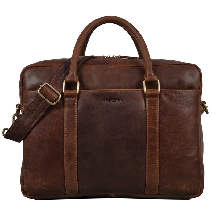Сумка для ноутбука LEABAGS Leder Aktentasche чоловіча зі шкіри, до 16 дюймів, коричнева (M, Cow Saddle Horse)