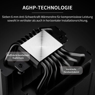 Кулер для процесора Thermalright Phantom Spirit 120 EVO, 7 теплових трубок, 2 PWM вентилятори, 2150 RPM, сумісність з AMD AM4/AM5 та Intel LGA 115X/1200/1700/1851/20XX, чорний
