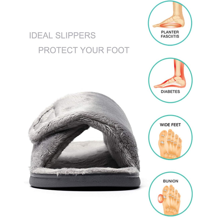 Тапочки SOLLBEAM з підтримкою склепіння стопи, ортопедичні п'ятники, сандалії для жінок (44.5 EU, Gray01)