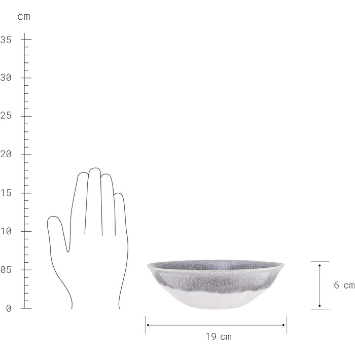 Набір посуду BUTLERS Atlantis 12 предметів з каменю (тарілки та миски) | Сірий посуд для 4 осіб | Мікрохвильова та посудомийна машини | Boho-стиль