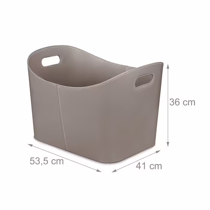 Relaxdays Gray Wooden Basket with Faux Leather