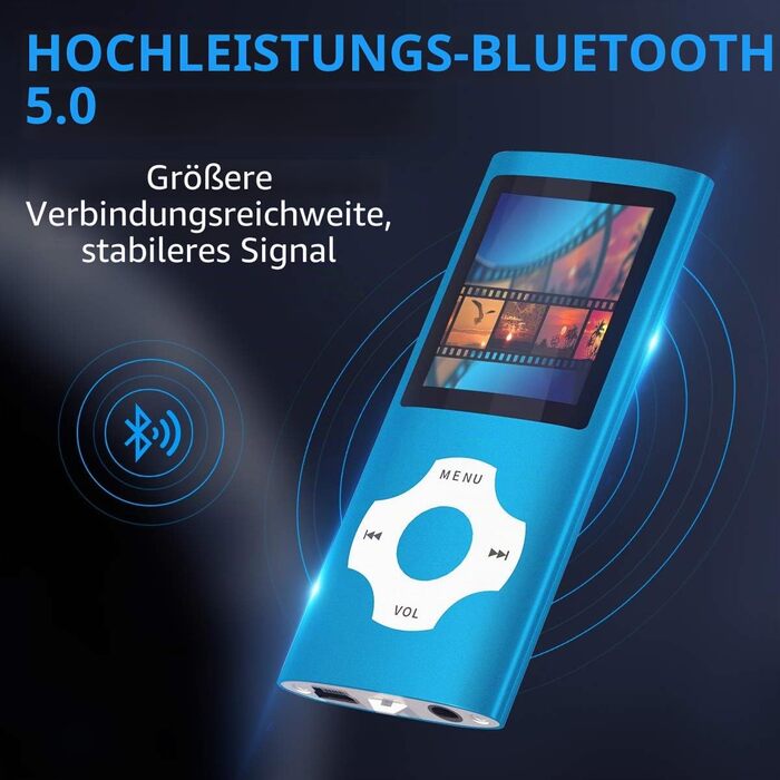 MP4-плеєр Mymahdi з Bluetooth 32GB, Рожевий: 1.8