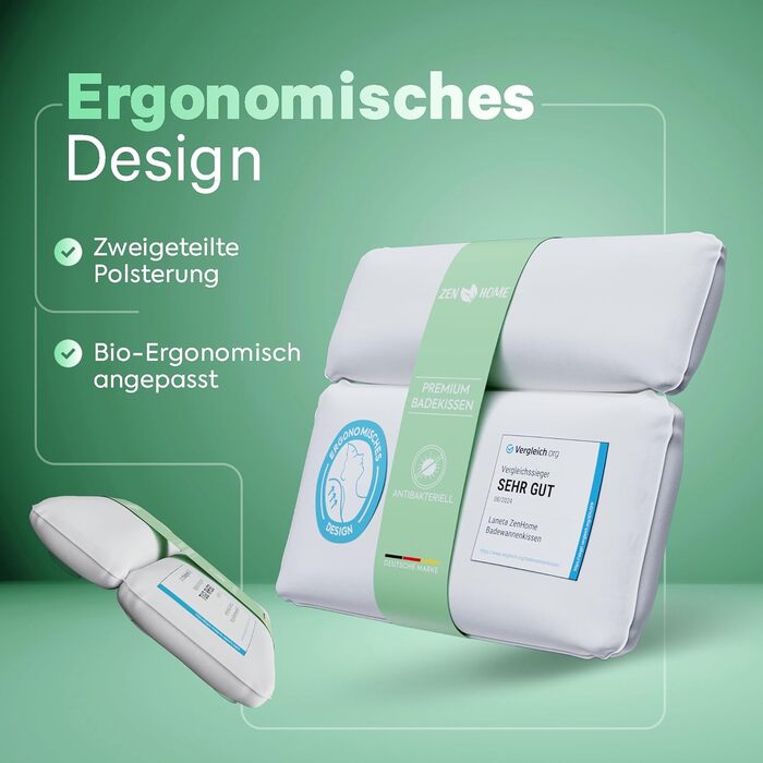 Bathtub Pillow • Ergonomic & Muscle-Relaxing Premium Bathtub Pillow • New 5D Special Foam • German Design • Climate Neutral & Sustainably Produced • Bathtub Pillow Neck Pillow Bathtub (White-4d)