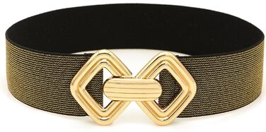 Жіночий еластичний пояс-гумка з золотою пряжкою для суконь, чорний, розмір 28-30