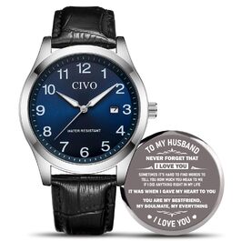 Годинник CIVO для чоловіків: аналоговий, великі цифри, водонепроникний, з датою, підходить для людей з поганим зором - ідеальний подарунок для чоловіків та людей похилого віку (чорний)