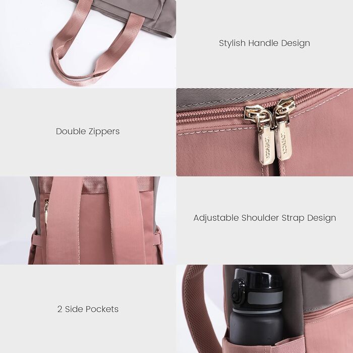 LOVEVOOK Рюкзак для жінок, великий, 15.6 дюймів, рюкзак для ноутбука, шкільний рюкзак, підлітки, водонепроникний, сумка для роботи, сумка-тоут 2 в 1, сумка для вчителя, рюкзаки для подорожей, університету, бізнесу, бежевий хакі 15.6' (13,3 дюймів, 1- сіри