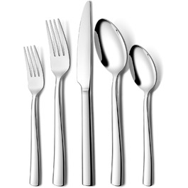 Terlulu Cutlery Set 12 Persons, 60-Piece Stainless Steel Cutlery Set, Dining Cutlery Set with Knife, Fork, Spoon, High-Quality Stainless Steel, High-Gloss Polished & Dishwasher Safe