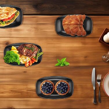 Прямокутні сервіровочні тарілки Teller Rechteckig, чорний порцеляновий набір для закусок, десертів, суші, салатів та інших страв (Ljp5008-6)